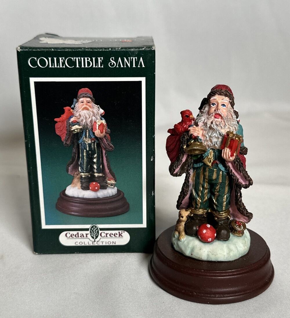 Cedar Creek Collection Collectible 4" Santa Figurine Kirkland’s Original Box